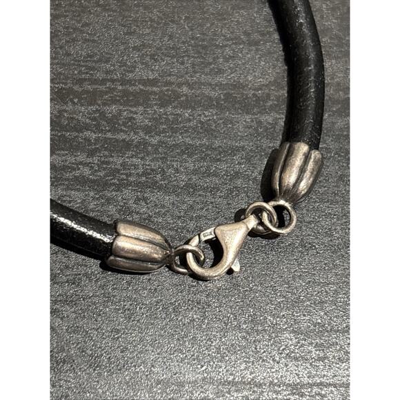 PANDORA Murano Purple Blossoms Extra Large Charm In Sterling/ Leather Bracelet - Picture 6 of 7